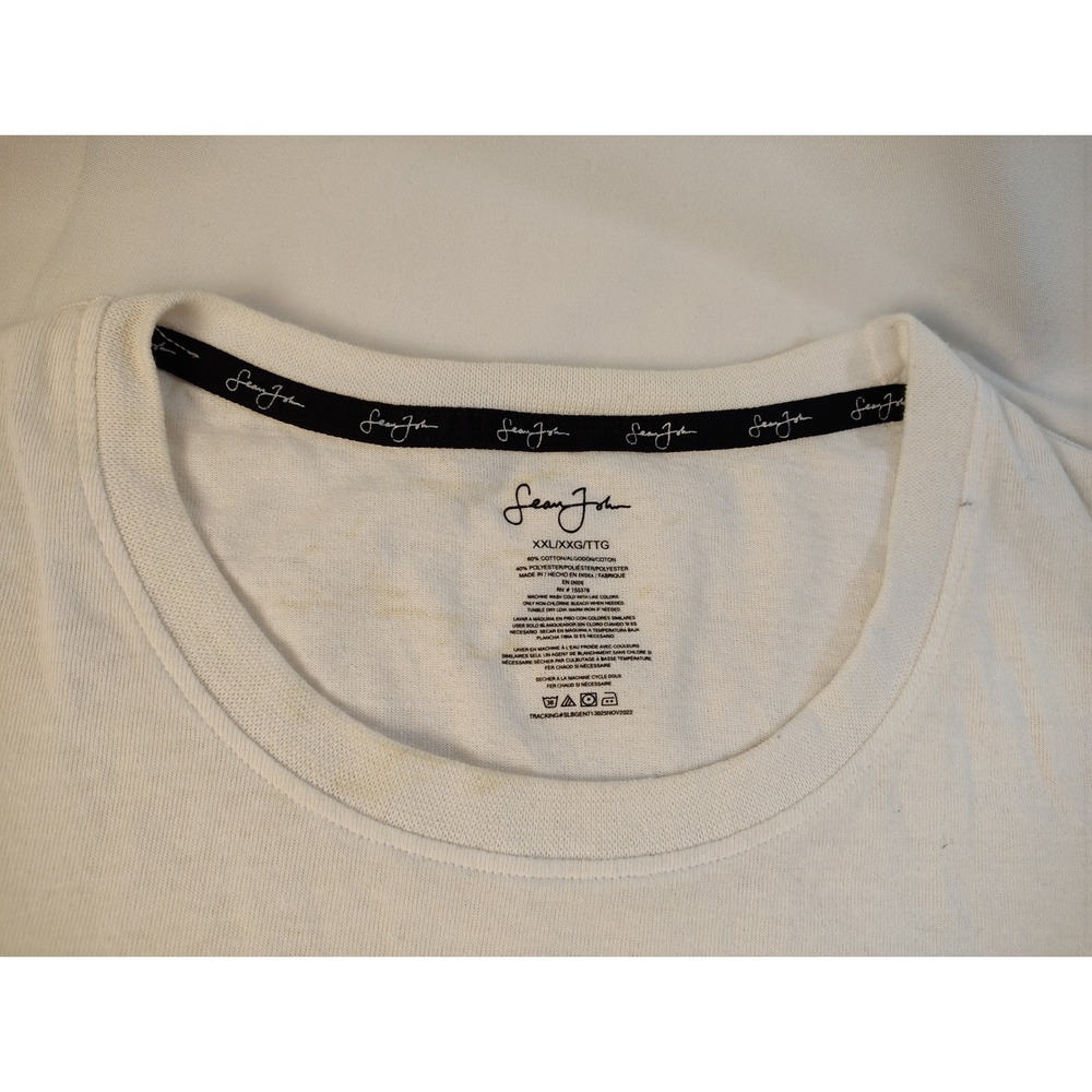 Sean John Vintage Y2K Hip Hop Crewneck Logo Graphic T-Shirt Off White Cream 2XL